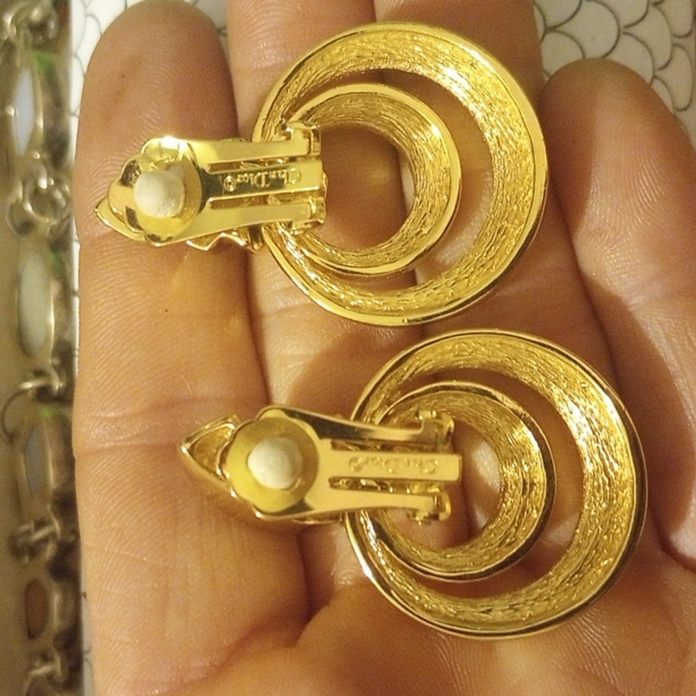 Christian Dior Clip Ons Double Hoop EUC - Picture 3 of 4